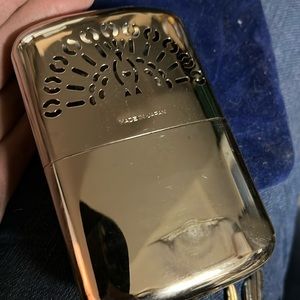 Vintage, peacock, hand warmer with refill container